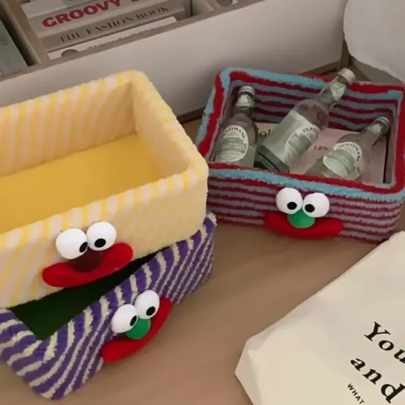 Children's Storage Baskets Fabric Cute Striped Design Sundries Funny Joker Storage Basket Gift with Handle Home Decoration 2
