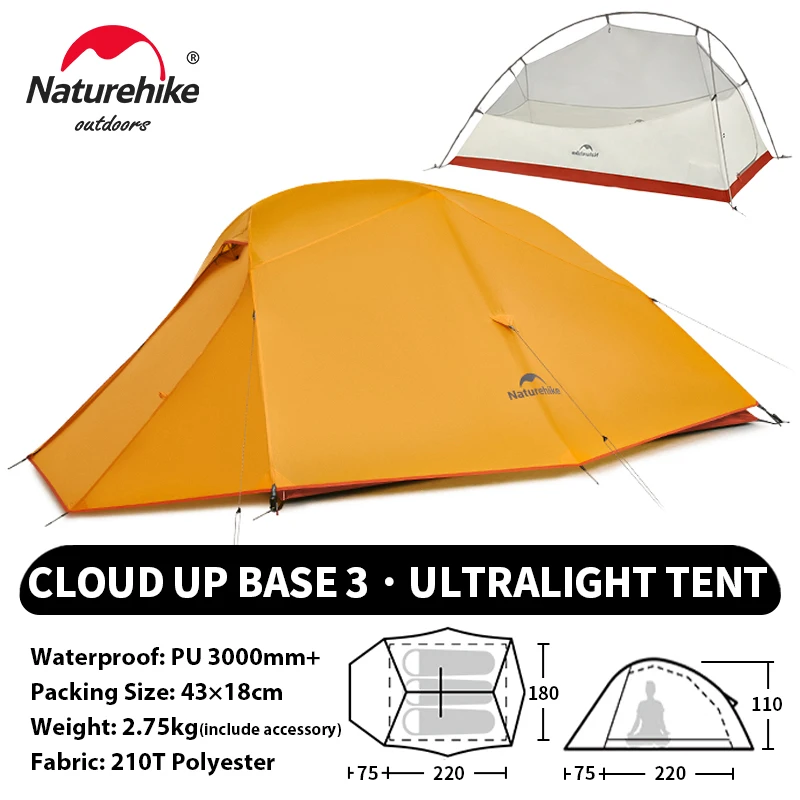 Naturehike アップグレードされたクラウドアップ 3 人用テント屋外
