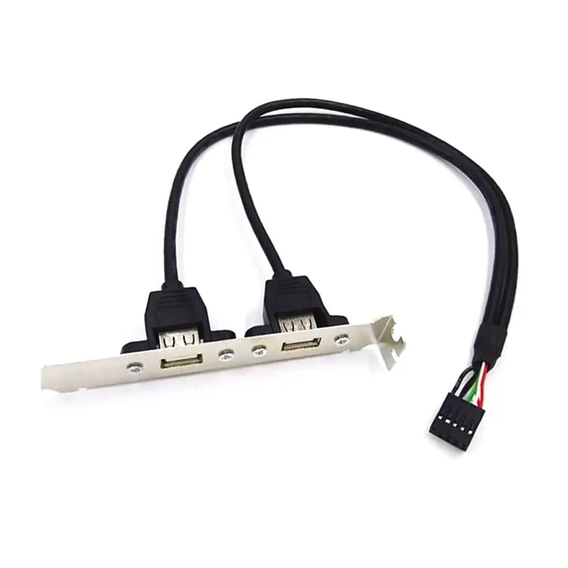 검정색 2포트 USB 2.0 마더보드 후면 패널 확장 브래킷 - IDC 9핀 마더보드 USB 케이블 호스트 어댑터