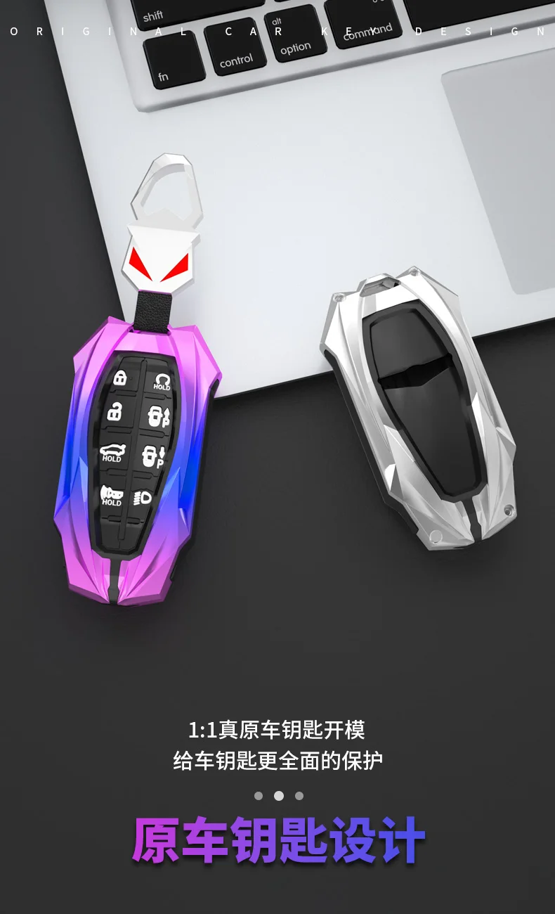 Copertura chiave della cassa del portachiavi a distanza dell'automobile in lega di zinco per Hyundai Genesis G80 GV80 2019 2020 copertura chiave a 8 pulsanti - S9b890a126a8f48ee82cae31178297893a