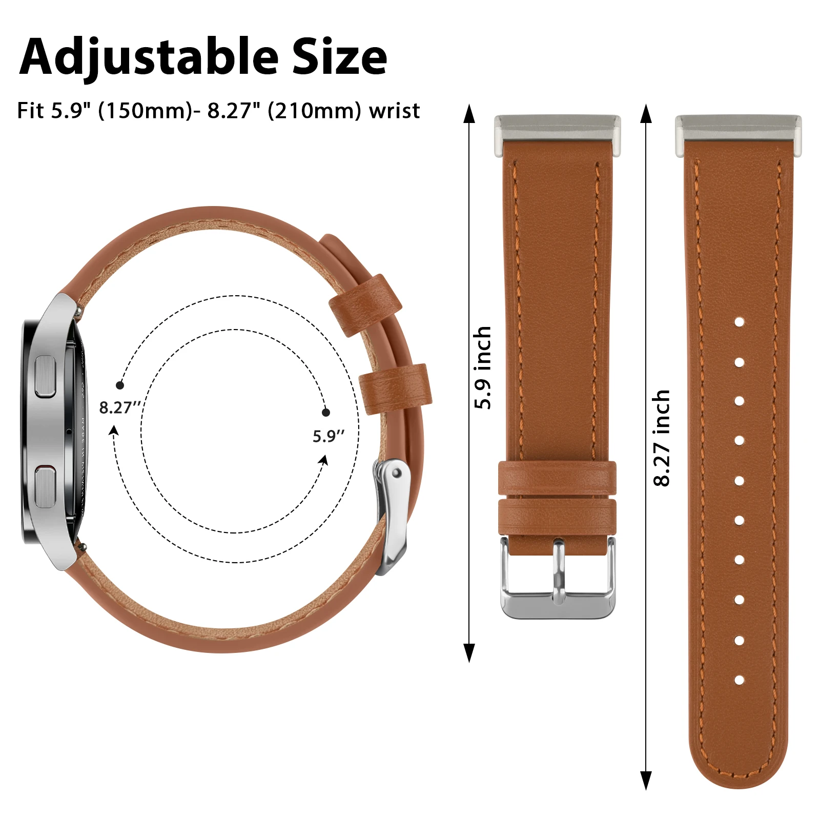 Elegant Leather Smartwatch Strap - Premium Multi-Model Fit Bracelet