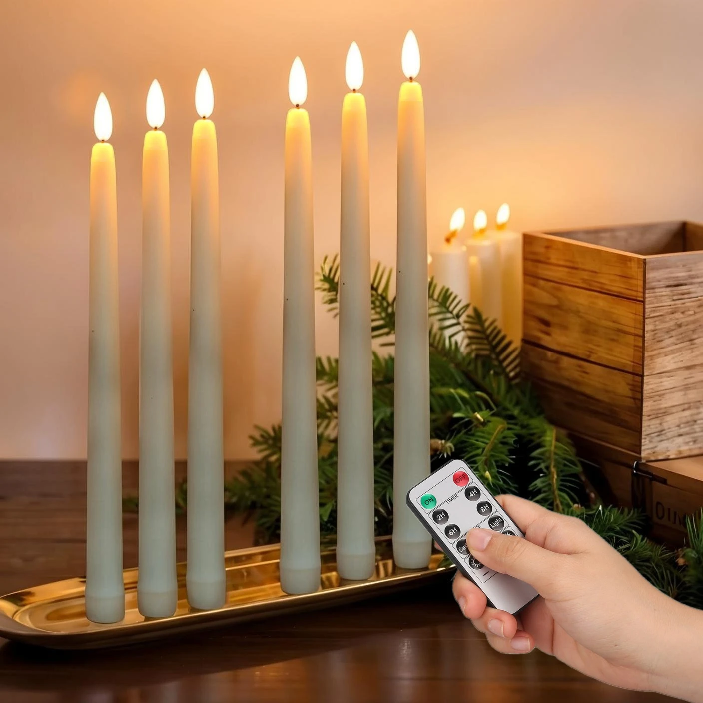 LED Flameless Taper Candles 11" Battery Operated with 10-Key Remote Christmas Home Wedding Decor