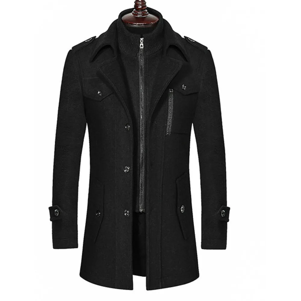 Men's Wool Overcoat With Detachable Layer For Winter Autumn_voghion.com