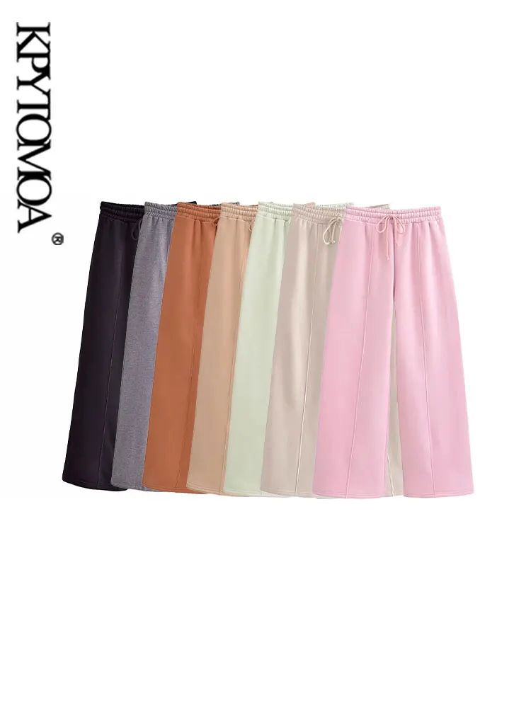 

Флисовые широкие брюки KPYTOMOA для женщин, женские брюки с завязками, с высокой эластичной талией, модные швы принцессы