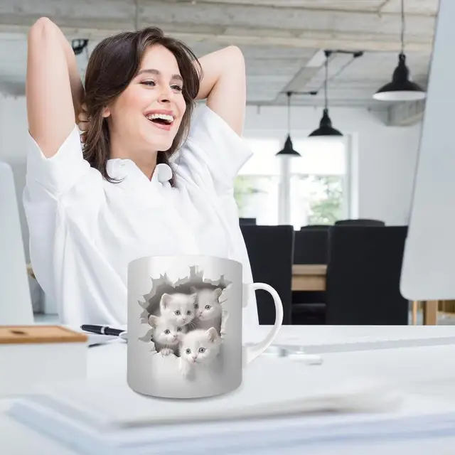 3D Cat Coffee Mug 3