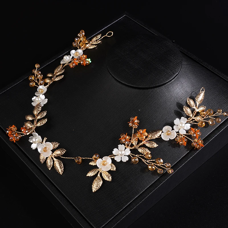 Handmade Vintage Gold Silver Leaf Floral Bridal Headband Women Wedding Hair Accessories Headdress Party Headpiece Jewelry Tiara