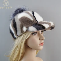 2025 Real Mink Fur Hat Women Thick Warm Russian Cap Female Cute Fashion Winter fox fur ball Hat Windproof Colorful Baseball Caps 1