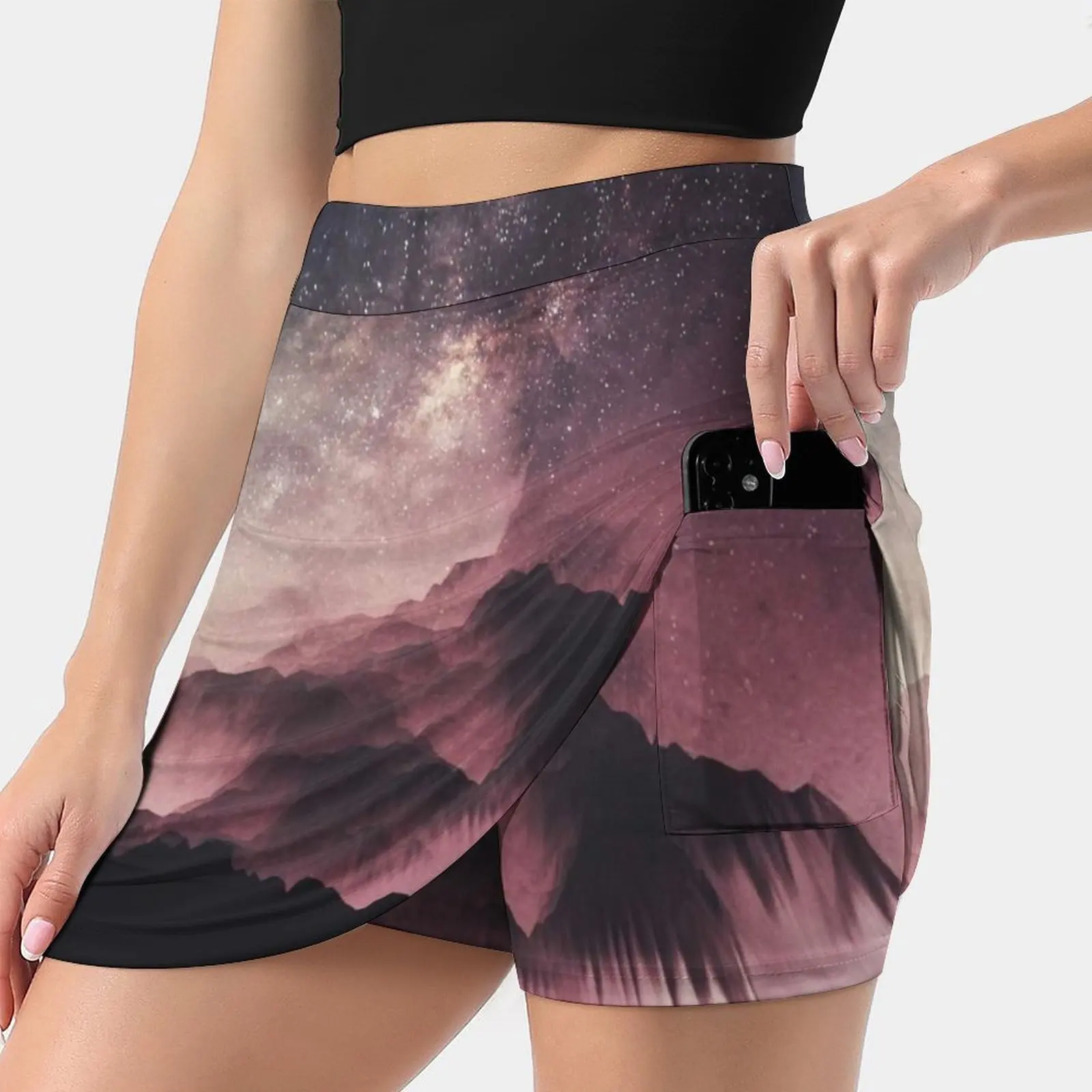 

Night Skirts Woman Fashion 2022 Pant Skirt Mini Skirts Office Short Skirt Glitch Night Silhouette Stars Sky Graphic Photo