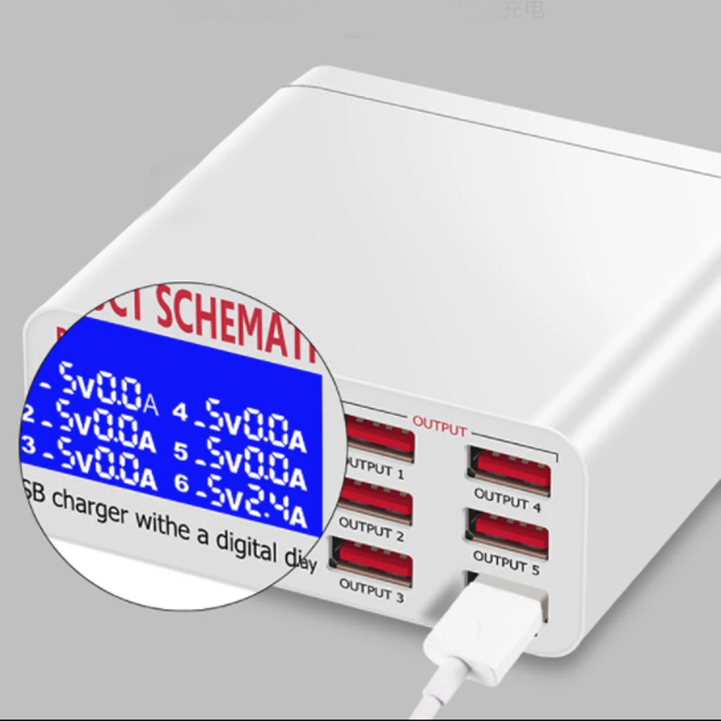 USB Charger Hub Fast Charging Station with LED Display