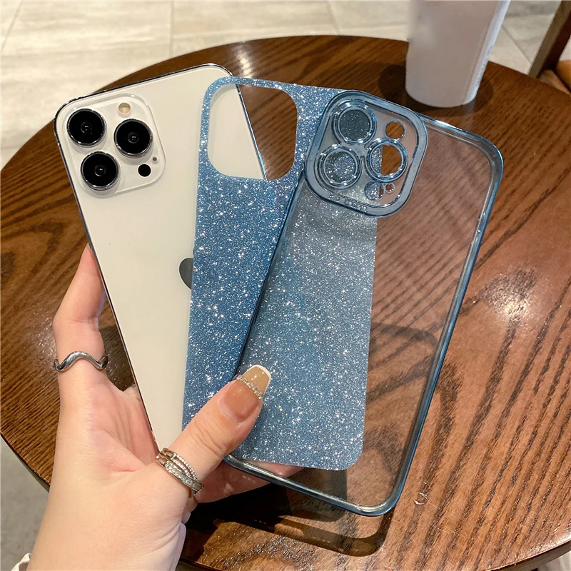 iphone 11 Pro Max  lifeproof case Glitter Square Plating Blue Case For iPhone 13 Pro Max 11 12 Mini XR X XS Max 6 6S 7 8 Plus SE 2020 Shockproof Transparent Cover iphone 11 Pro Max clear case