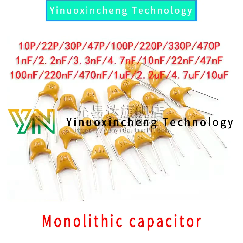 

200PCS/LOT Single stone capacitor 47P 100P 102 472 103 473 104 105 474 106 225 475 pin pitch 5.08mm