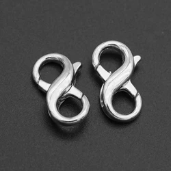 10 - Piece Set of Figure Eight Lobster Clasps (Rhodiun color)