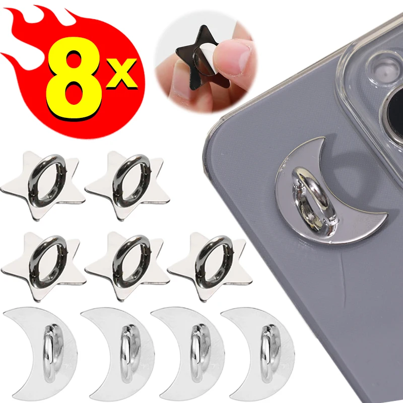 Universal Phone Charm Hook and Finger Ring Holder - Adhesive Metal Grip Loop for DIY Hanging Pendant Supplies