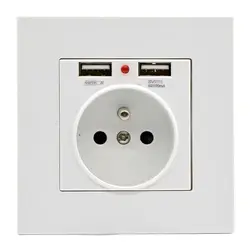 Enchufe de pared de tipo 86 con doble USB, 5V, 2100mA, Panel de Francia, 250V, 16A, estándar europeo, alemán, envío gratis especial, 10 piezas, nuevo