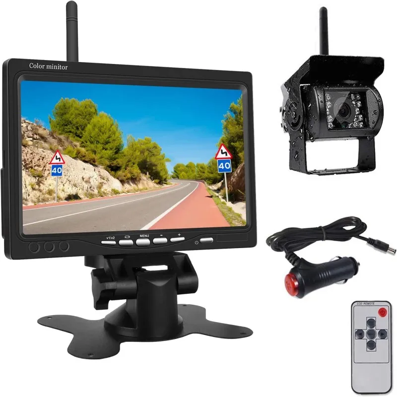 

7Inch Monitor Wireless Rear View Backup Camera Night Vision System for Car RV Truck Bus