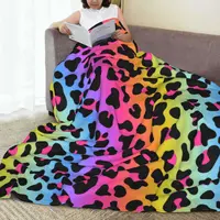 Rainbow Leopard Flannel Blankets Quality Soft Warm Animalier Print Bedding Throws Winter Camping Outdoor Pattern Bedspread 1