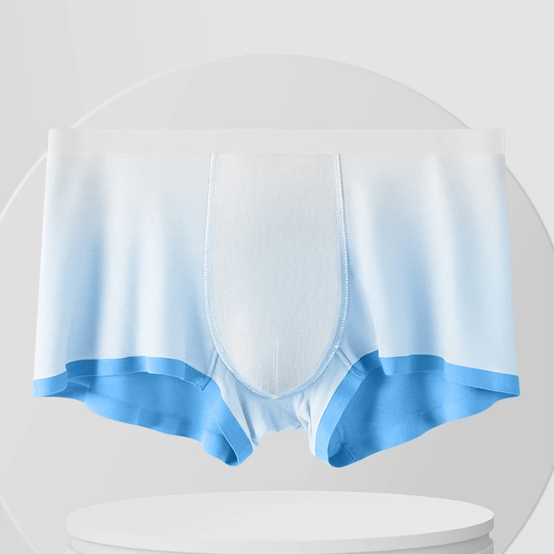 3Pcs Ice Silk Men Underwear Fashion Gradient Color Men's Panties Antibacterial Boxer Shorts Seamless Sexy Male Underpants