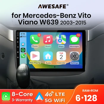 Radio AWESAFE con CarPlay y Android Auto inalámbrico para Mercedes Benz Vito 2 W639 Viano 2 2003-2015, Plug & Play, FM, BT, RDS, DSP, 4G, GPS, SWC 1
