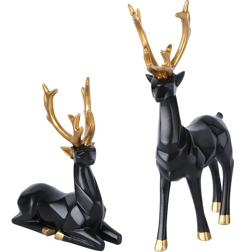 

Christmas Elk Figurines Resin Reindeer Deer Animal Statue New Year Party Decoration Natal Navidad Noel