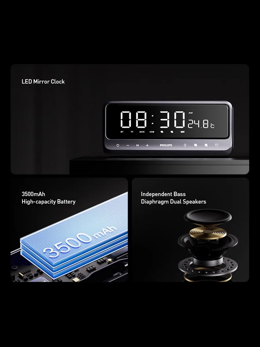 Philips TAS3609 Bluetooth-Lautsprecher mit Echtzeit-Temperaturanzeige_voghion.com