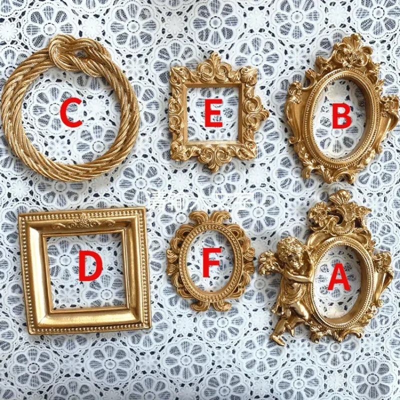 European Fashion Creative Gifts Victorian Style Retro Resin Mini Angel Oval Small Photo Frame Accessories Positioning Frame