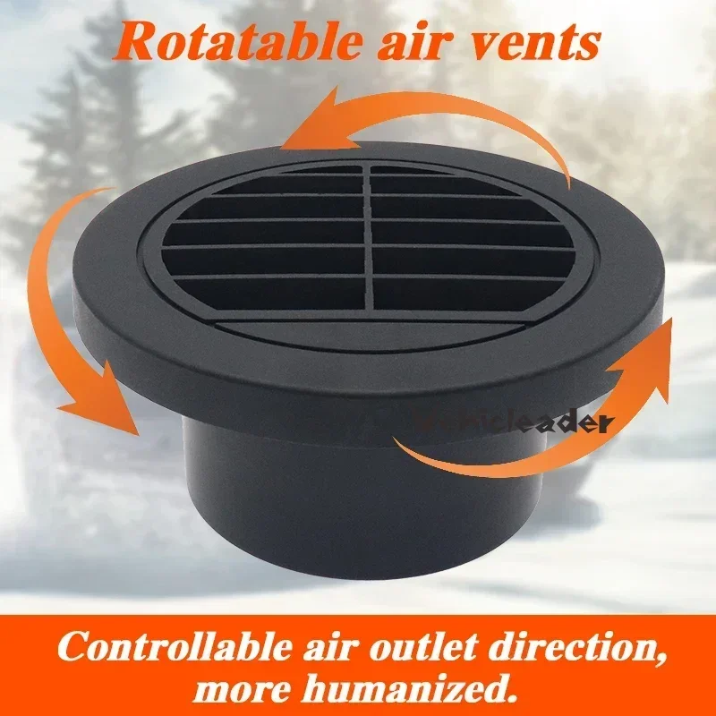 60/75/90mm Parking Heater Ventilation Tube Steering Device Rotatable Diesel Heater Air Vent Outlet for Car Truck Van Camper
