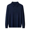 100% merino wool men's lapel pullover long sleeve POLO neck sweater loose top business casual knit bottoming shirt 6