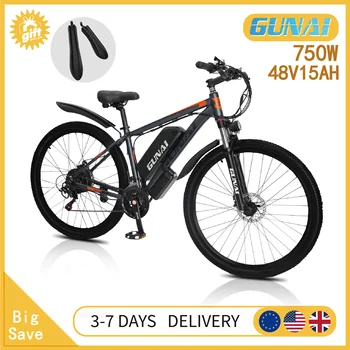 GUNAI GN29 Bici Elettrica Per Adulti 750W Motore Elettrico Bicicletta Da Strada 48V 15Ah MTB E-bike 29 "Mountain Ebike 50KM/H Velocità Massima