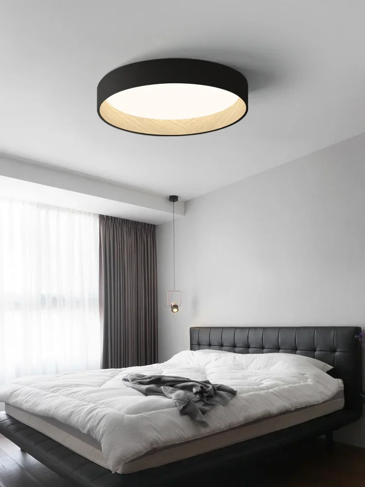 Modern Minimalist Bedroom Lamp LED Ceiling Lamp Nordic Atmosphere Home Wood Grain Master Bedroom Sudy Bedroom Lights