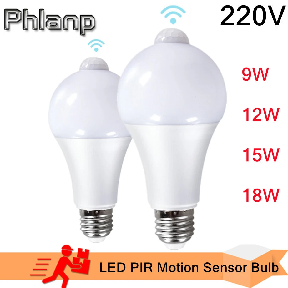 E27 Pir Motion Sensor Lamp 9w 12w 15w 18w /220v Led Bulb With Motion
