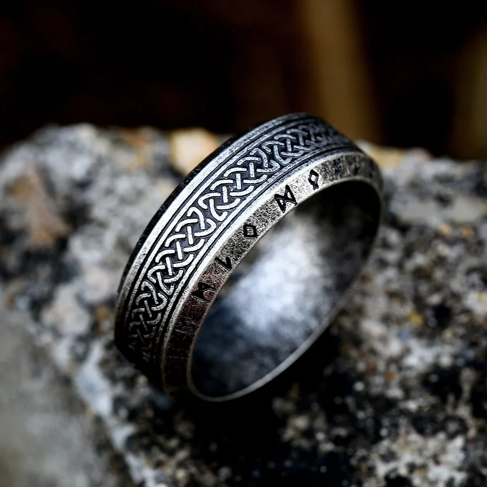 Vintage Odin Norse Viking Amulet Rune Rings For Men Cool Stainless Steel Celtic Knot Ring Wedding Jewelry Valentine's Days Gifts