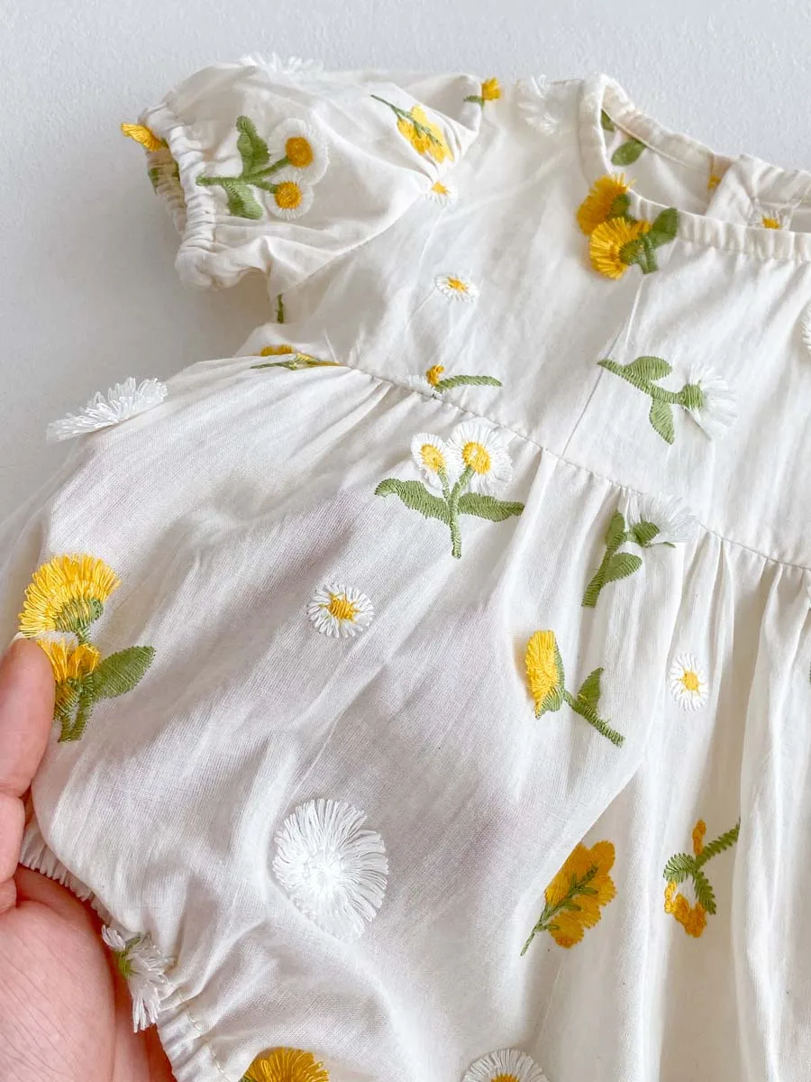 Summer Baby Girl Embroidered Floral Jumpsuit