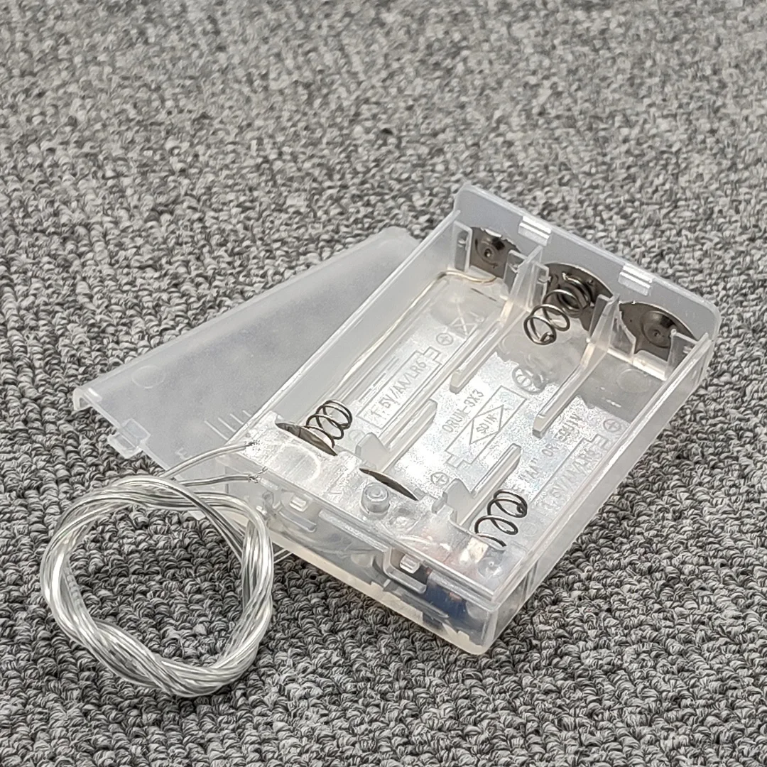 Transparent AA Battery Holder Box with Switch Lead