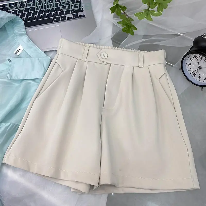 New Baggy Suits Shorts for Women High Waisted Korean Fashion Solid Wide Leg Shorts Office Ladies Casual Shorts