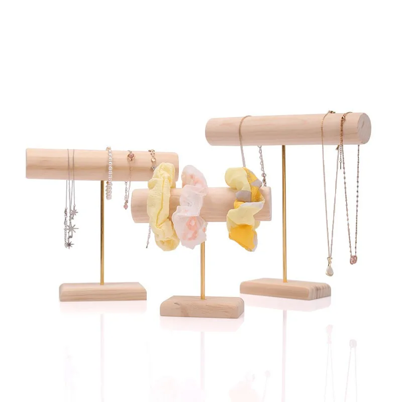 1pc Wood Jewelry Display Stand Bracelet Storage Rack for Hair Band Necklace Bangle Tabletop Display Holder
