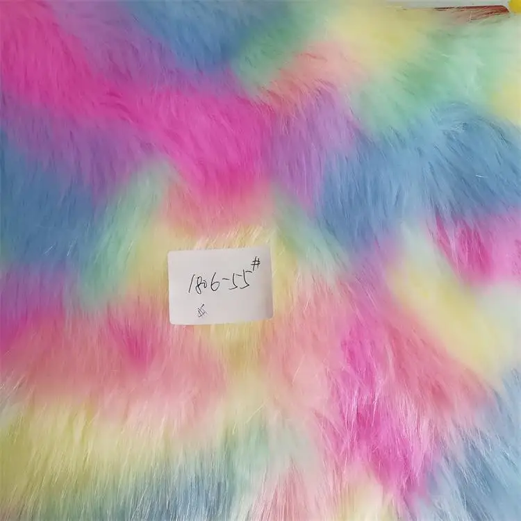 Description Picture 5 of itemWholesale jacquard plush Rainbow fox fur,faux fur fabric,clothing accessories,fabric for dolls