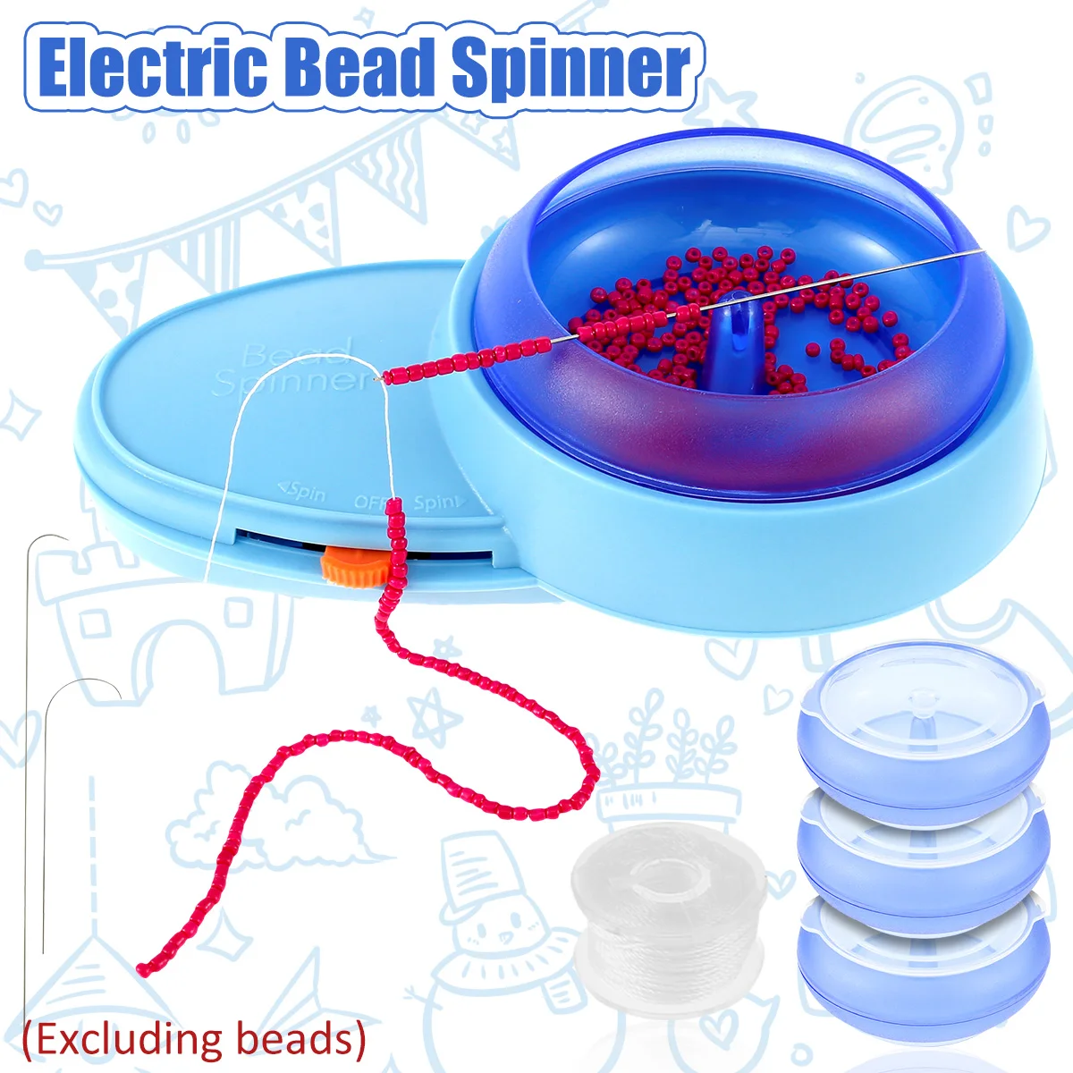 

Electric Bead Spinner Battery Operated Beading Bowl Spinner Kit Adjustable Direction Spin Bead Loader with Curved Beading