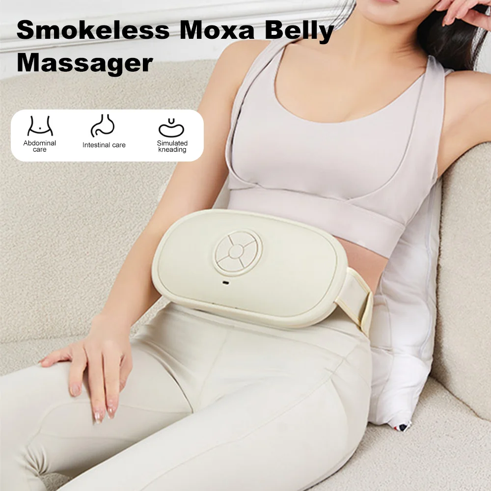 Bian Stone Massager for Abdominal Red Light Heat Therapy Kneading Massage Adjustable Elastic Waistband Full Body Massager