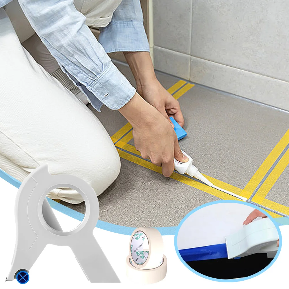 Easy Seam Tape Sticker Machine with 2 Rolls Tape Painter Masking Applicator Adhesive Wall Floor Painting Packaging Sea, masking tape applicator