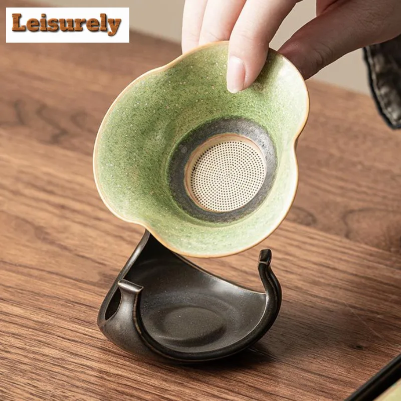 Starry Sky Green Ceramic Tea Separator Infusor Elegant Chhai for Tea Tea Strainer Tea Maker Tea Filter Drinkware Supplies Craft