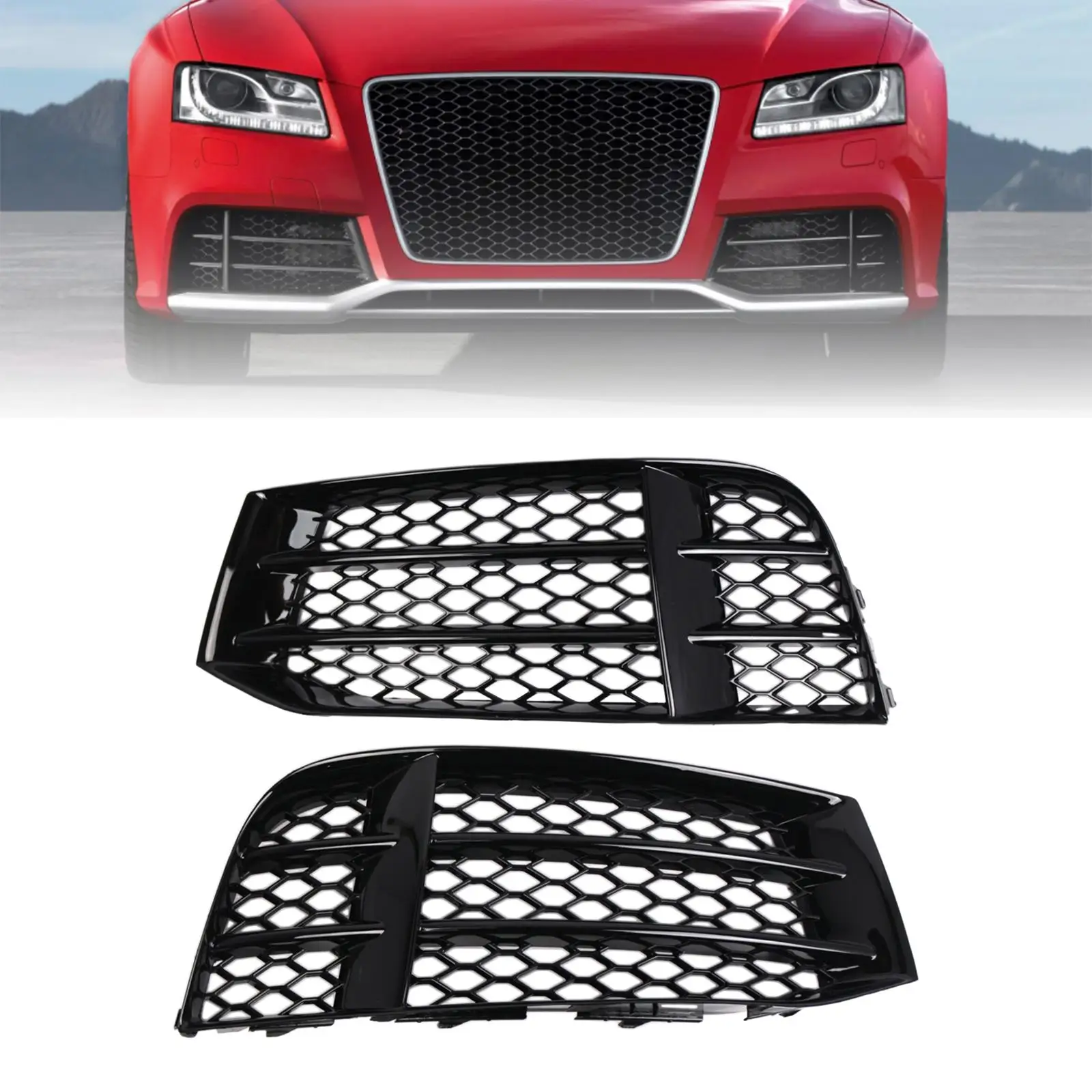 2x Front Bumper Lower Covers Grills Guards Durable 8T0807681F 8T0807682F for RS5C Cabriolet Automobile Repairing Accessory