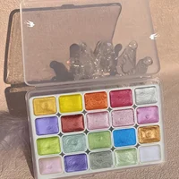 20/24/60/72-Color Metal Watercolor Painting Set, New Portable Box With Sparkling Pearl Solid Watercolor Painting, Art Supplies 1