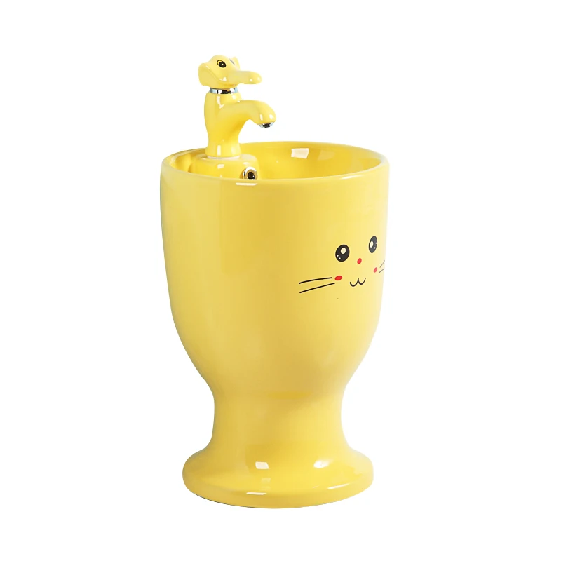 

Kindergarten children's colorful ceramic pillar wash basin