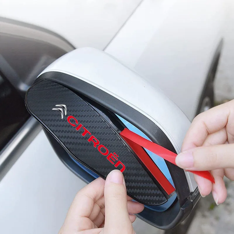 Rearview Mirror Rain Shield,Rearview Mirror Rain Eyebrow,Car Rearview Mirror Visor,Rearview Mirror Rain Guard,Rearview Mirror Visor 2pcs Car Rear View Mirror Rain Eyebrow Visor Carbon Fiber Rain Cover for Citroen C1 C3 C4 C5 C6 2CV VTS Picasso Auto Accessories