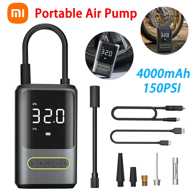 

Xiaomi New Electrical Mini Wireless Air Pump 4000mAh 150PSI Air Compressor Portable Car Tyre Inflator for Motorcycle Bike Tire