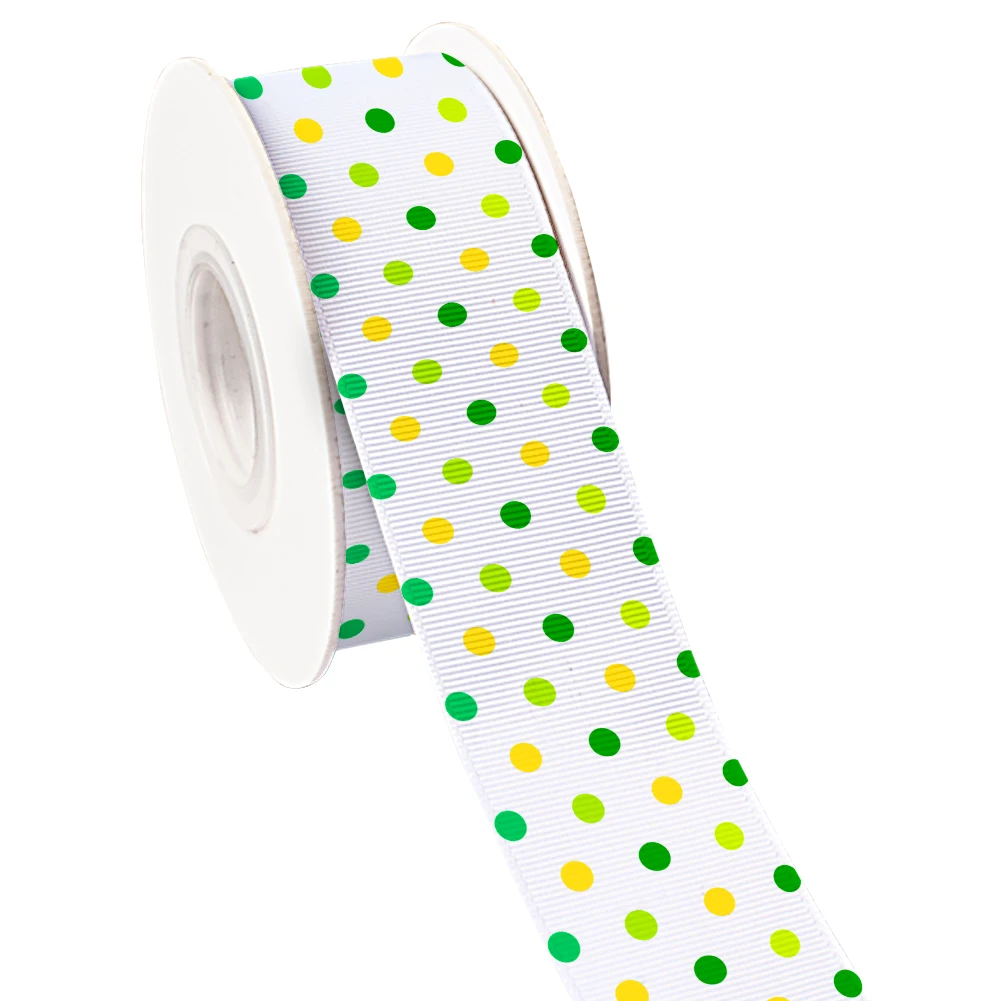 Green Clover Saint Patrick's Day Printed Grosgrain Ribbon /Satin for Gift Wedding Party Decoration DIY Hair Bow 10 Yards