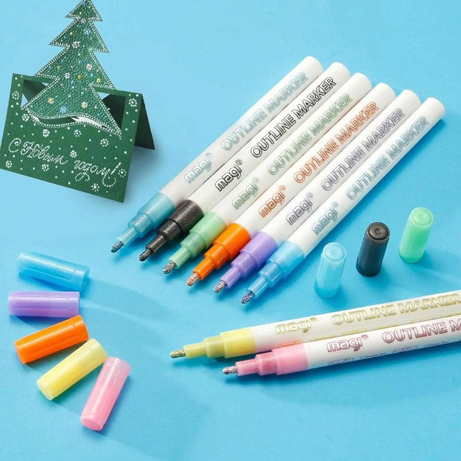 Doodle Dazzles Shimmer Marker Set,Flashy Outline Marker Pens Shiny Sheen