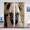 Cute Puppy Pug Dog Twins Tulle Curtains for Living Room Bedroom Home Kitchen Animals Window Sheer Voile Curtains Chiffon Drapes 2