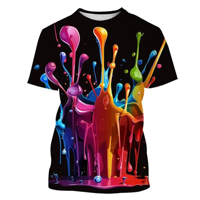 Colorful Paint Pattern T-shirt And Casual Shorts Set For Men_voghion.com