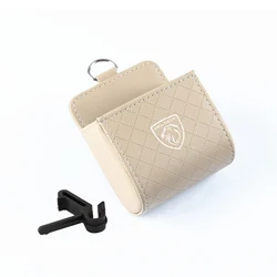 Universal Car Badge Air Outlet Storage Box and Phone Glasses Organizer (Beige)